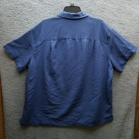 Island Passport Men's XL Blue Short Sleeve Button-Down Shirt 58" 30.5" 9.25" - Picture 8 of 12